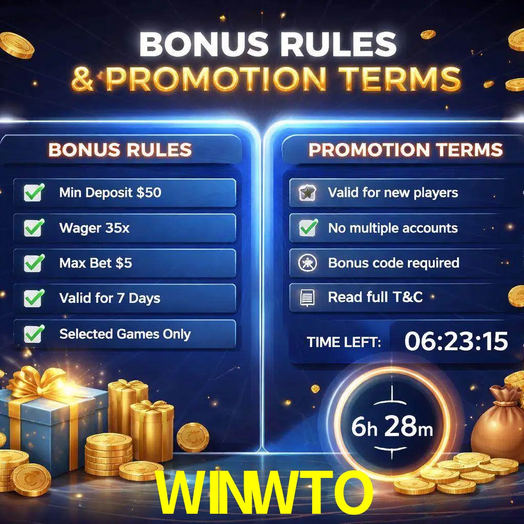 Reglas de promoción WINWTO y condiciones de bonos explicadas visualmente